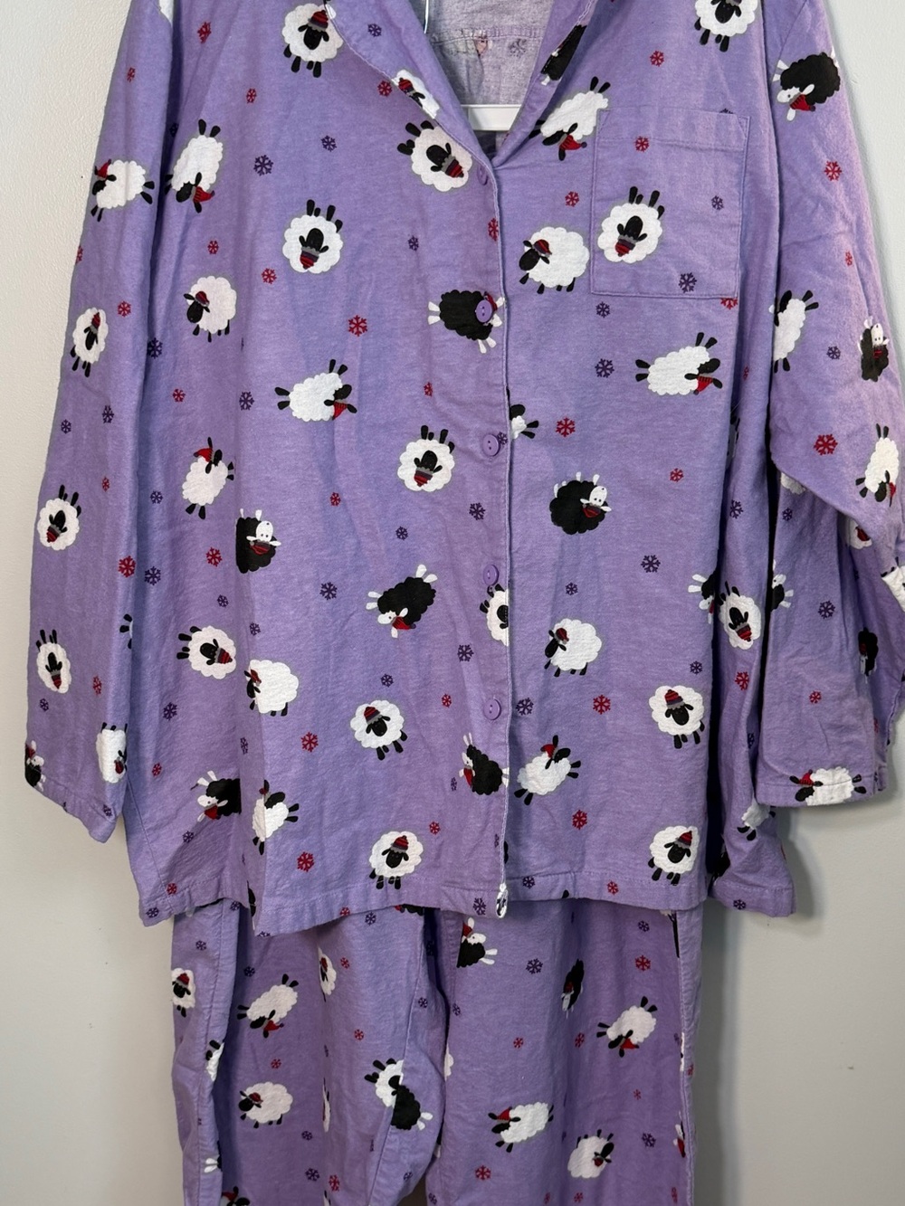 Purple Sheep-Print Women's 3X pajama set purple flannel counting sheep pjs